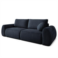 BETTSOFA ZEFEO Schwarz Kordstoff mit Schlaffunktion - Schwarz, Textil (264/96/106cm) - MASSENO