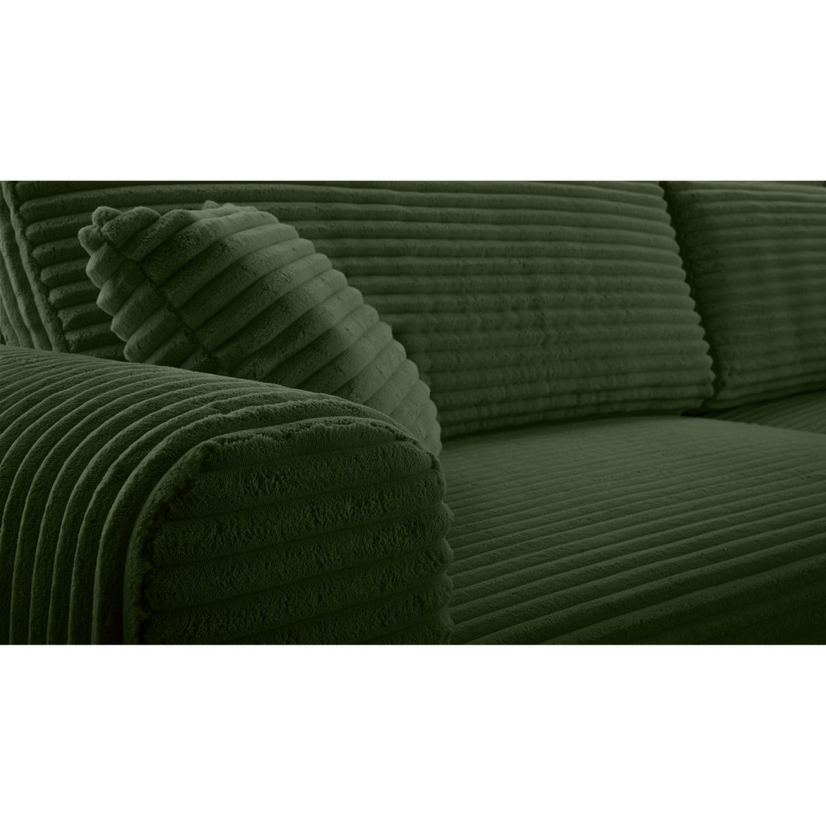 ECKSCHLAFSOFA Harmonia Dunkelgrün rechts - Dunkelgrün/Schwarz, Textil (297/169cm) - Beautysofa