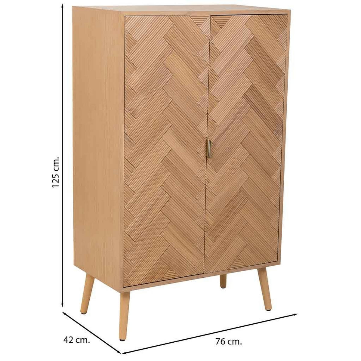 HIGHBOARD aus Holz mit 2 braunen Türen 76x42x125 cm - Braun, Holz (76/125/42cm) - Wanderlust