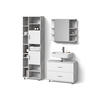 BADMÖBEL-SET Eisak Beton 3 Teile, mit Hochschrank - Schieferfarben/Weiß, Holzwerkstoff (80/60/33cm) - Livinity®