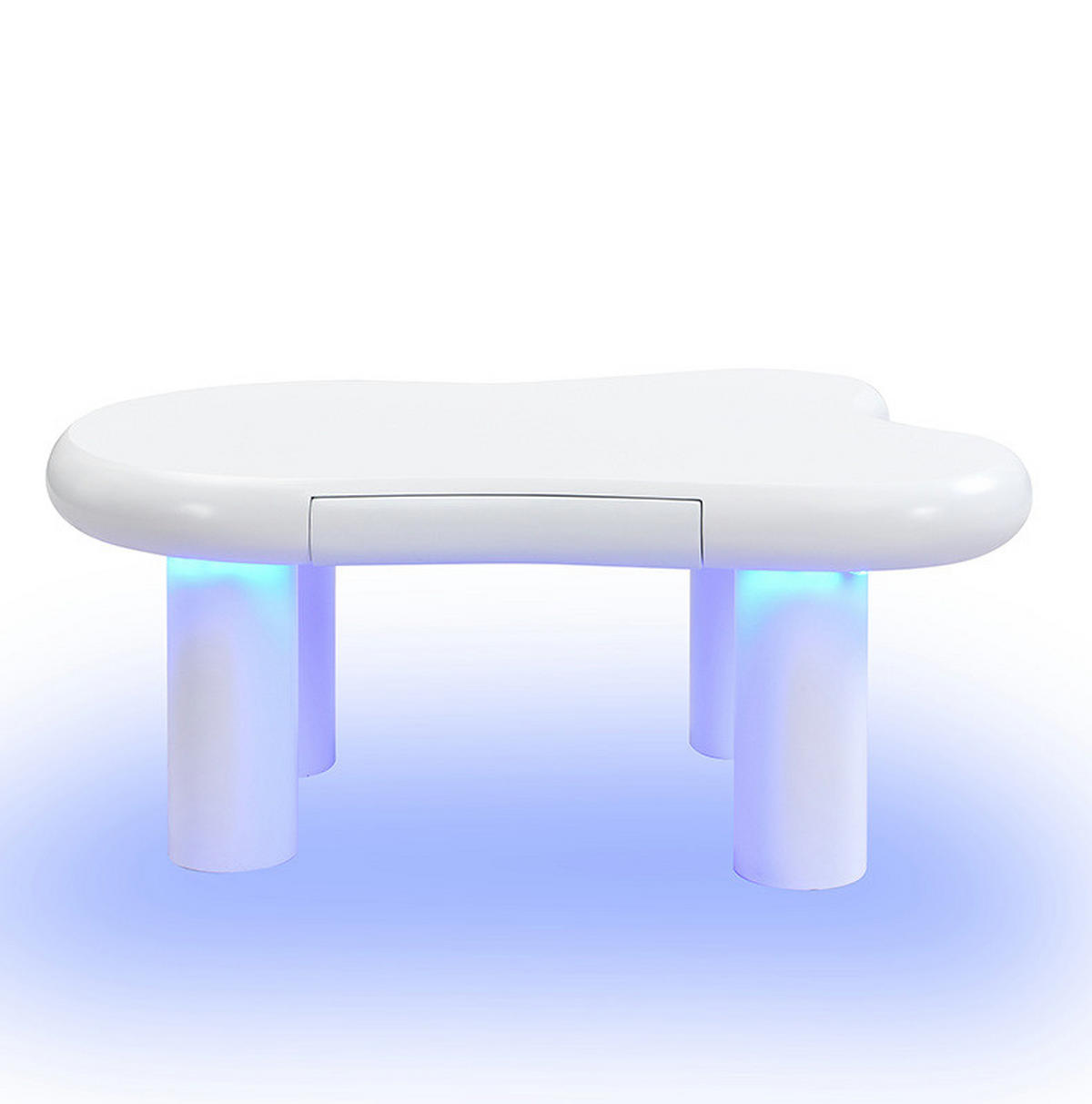 KONFERENČNÍ stolek 98/65,5/40 cm bílý z MDF s LED osvětlením a zásuvkou - bílá, kompozitní dřevo (98/65.5/40cm) - OKWISH