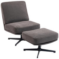 SESSEL mit Hocker Drehbar Loungesessel mit Leinenoptik für Wohnzimmer Dunkelgrau - Dunkelgrau/Schwarz, Textil/Metall (68/93/91cm) - HOMCOM