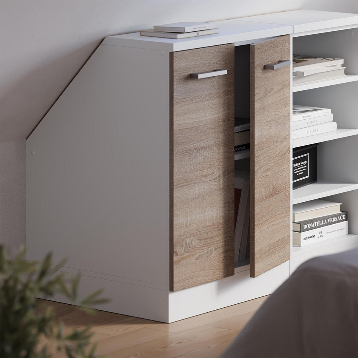ŠIKMÁ SKRIŇA Rion Sonoma 60 x 81.6 cm s 2 dverami, korpus skrine hĺbka 60 cm - biela/dub sonoma, kompozitné drevo (60/83.8/60cm) - Vicco