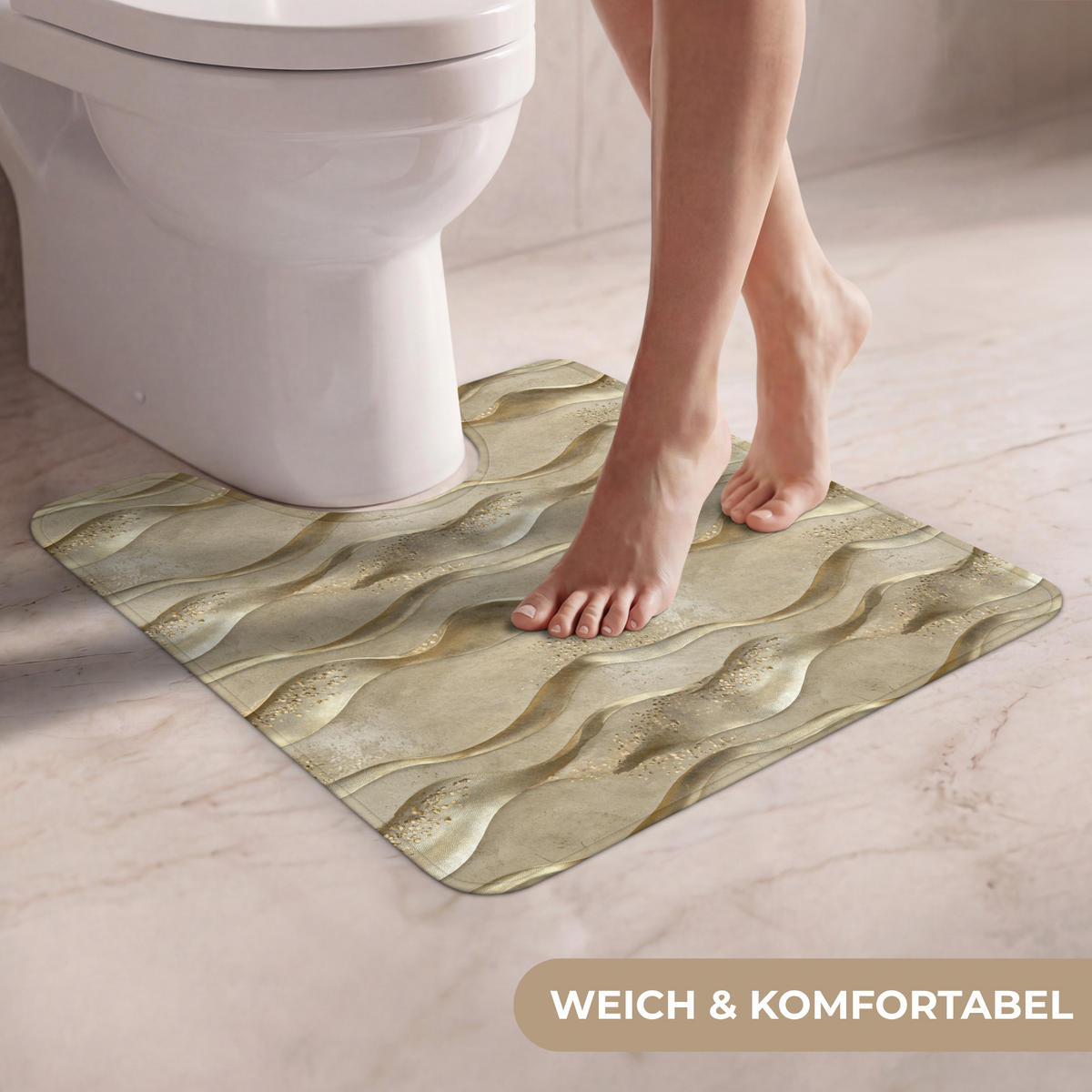 WC PŘEDLOŽKA Vlny - vzor - zlaté 55x60 cm - barva mosazi, textil/plast (55/1cm) - OnlyWow