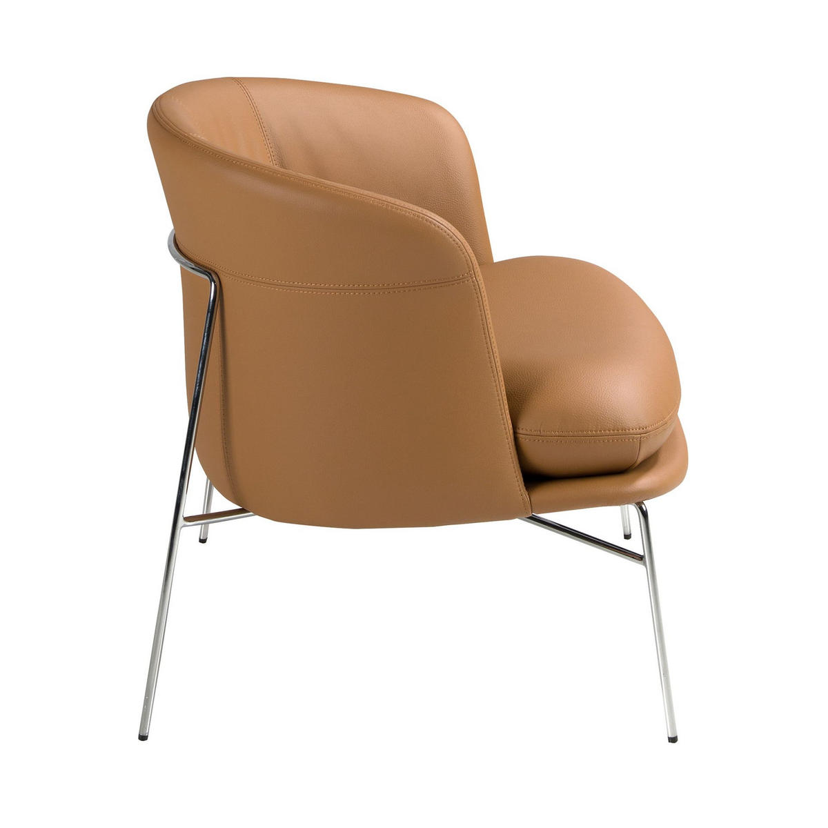 SESSEL aus braunem Kunstleder 76/71/69 cm - Chromfarben/Hellbraun, Leder/Kunststoff (76/69/71cm) - ANGEL CERDA