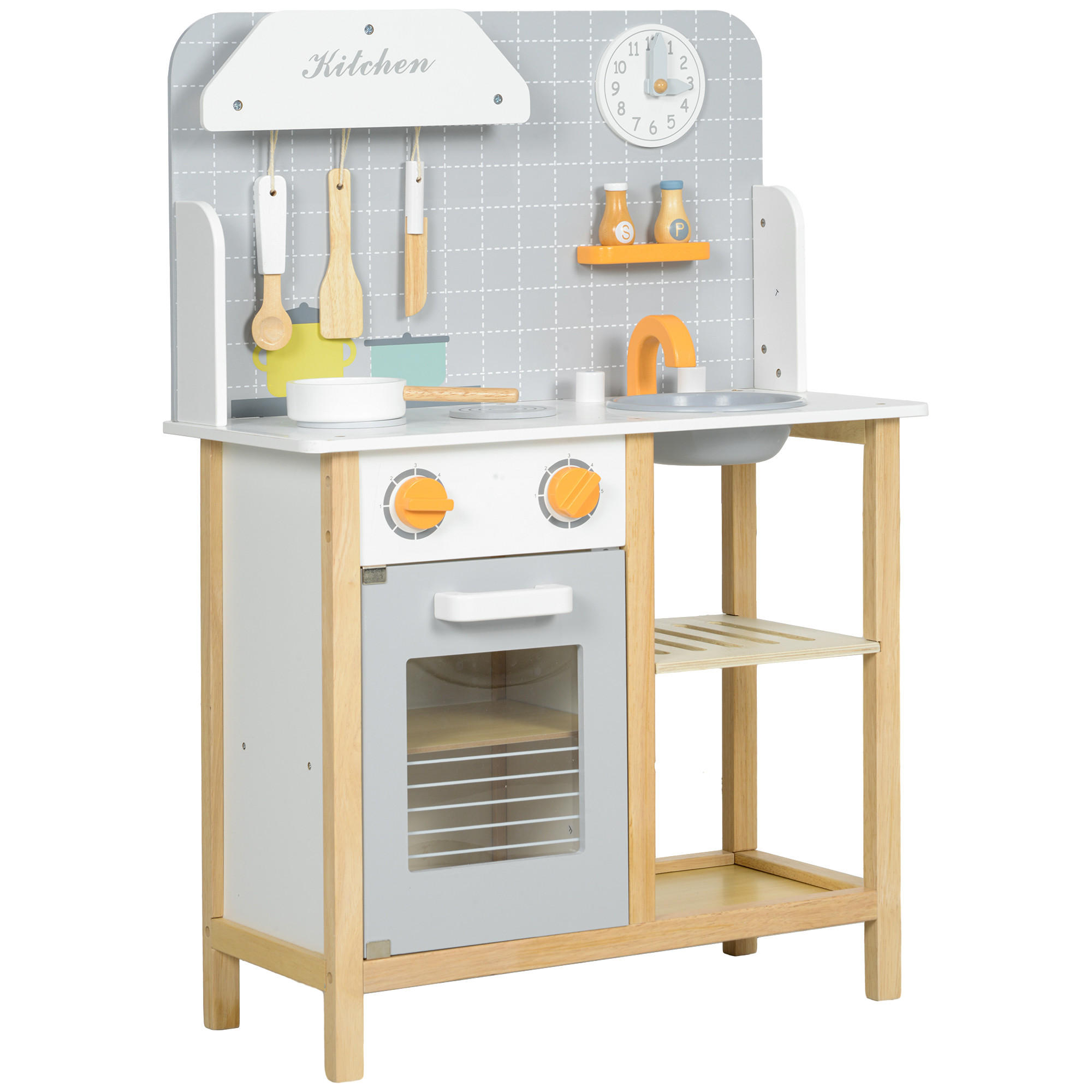 KINDERKÜCHE - Grau, Holzwerkstoff (57/26/82cm) - AIYAPLAY