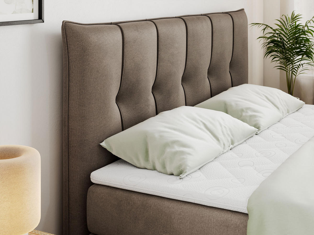 BOXSPRINGBETT PREMIUM 11 KING 180/200 Braun Velvet - H4 - Braun, Holz/Textil (180/200cm) - MKS