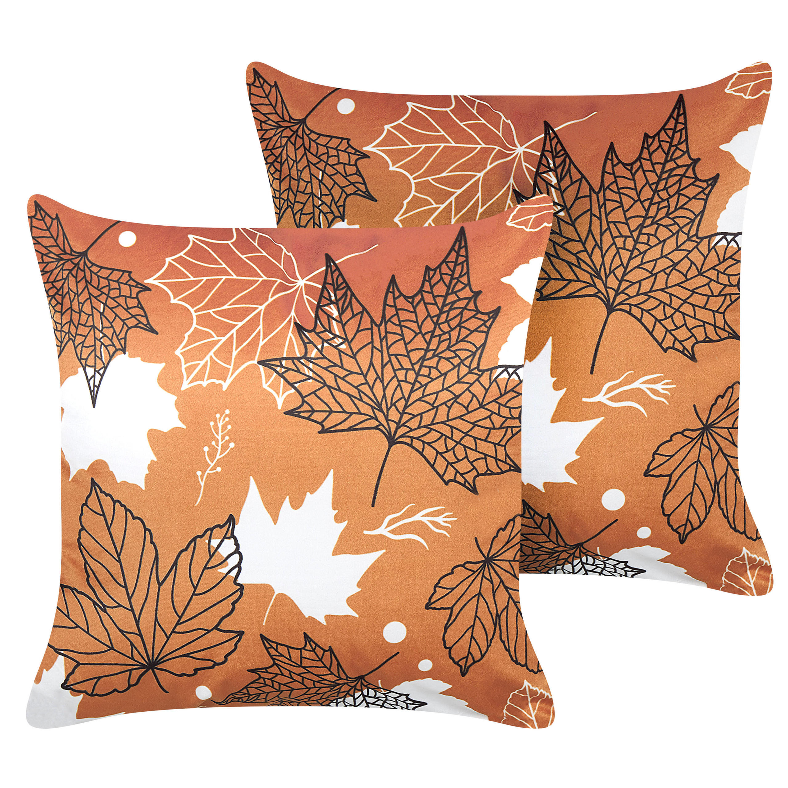 DEKOKISSEN 2er-Set Orange 45/45 cm Poinsettia - Orange, Textil (45/45cm) - Beliani