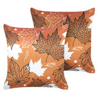 DEKOKISSEN 2er-Set Orange 45/45 cm Poinsettia - Orange, Textil (45/45cm) - Beliani