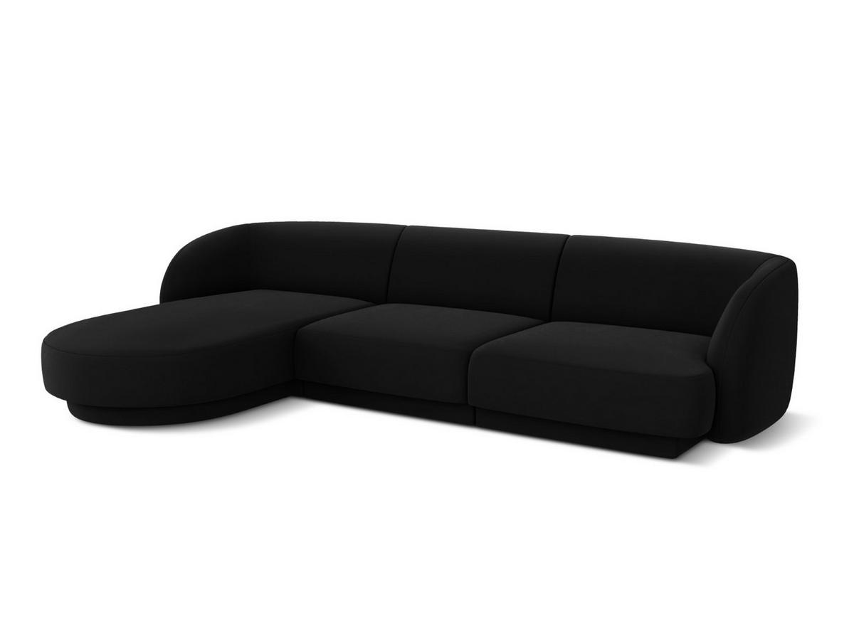 ECKSOFA links Miley aus Samt schwarz 4 Sitzplätze - Schwarz, Textil (156/255cm) - Micadoni