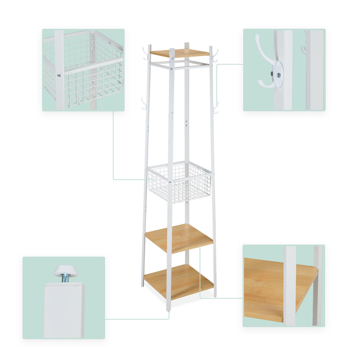 GARDEROBENSTÄNDER - Multicolor, Holzwerkstoff/Metall (43/181/43cm) - Relaxdays