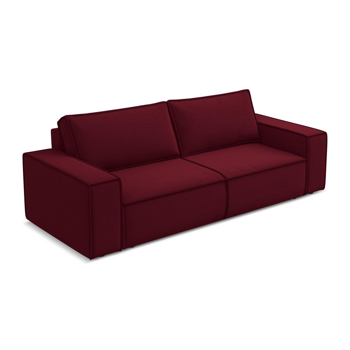 3-SITZER SOFA mit Schlaffunktion Samt Stoff Rot - Bordeaux/Rot, Kunststoff/Textil (255/85/105cm) - LaMiaSofa