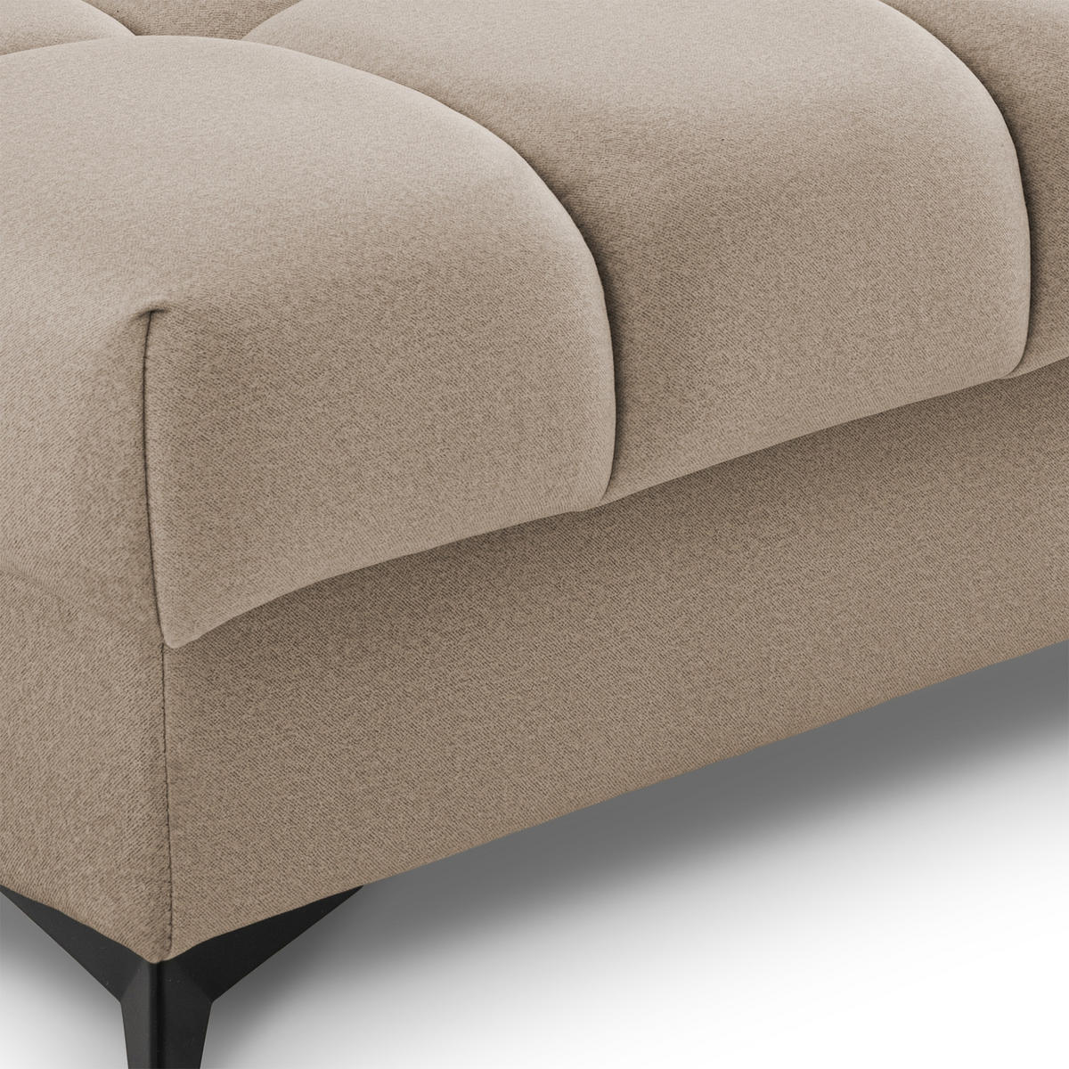 ECKSOFA PUDDING S Links mit Schlaffunktion 125x195 Velours Beige - Beige/Schwarz, Holz/Textil (177/275cm) - Muffo