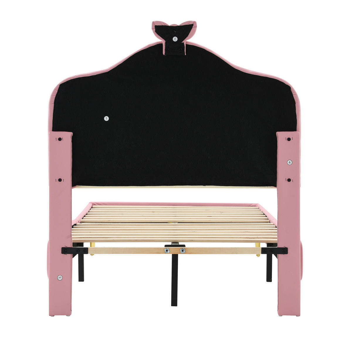 KINDERBETT 90x200 cm mit LED, Schleifen, Lattenrost, Rosa - Rosa, Holz (90/200cm)