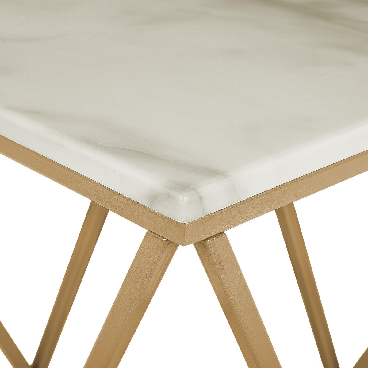 BEISTELLTISCH beige/gold Marmor Optik quadratisch 50/50 cm Malibu - Beige/Goldfarben, Holzwerkstoff (50/50/50cm) - Beliani