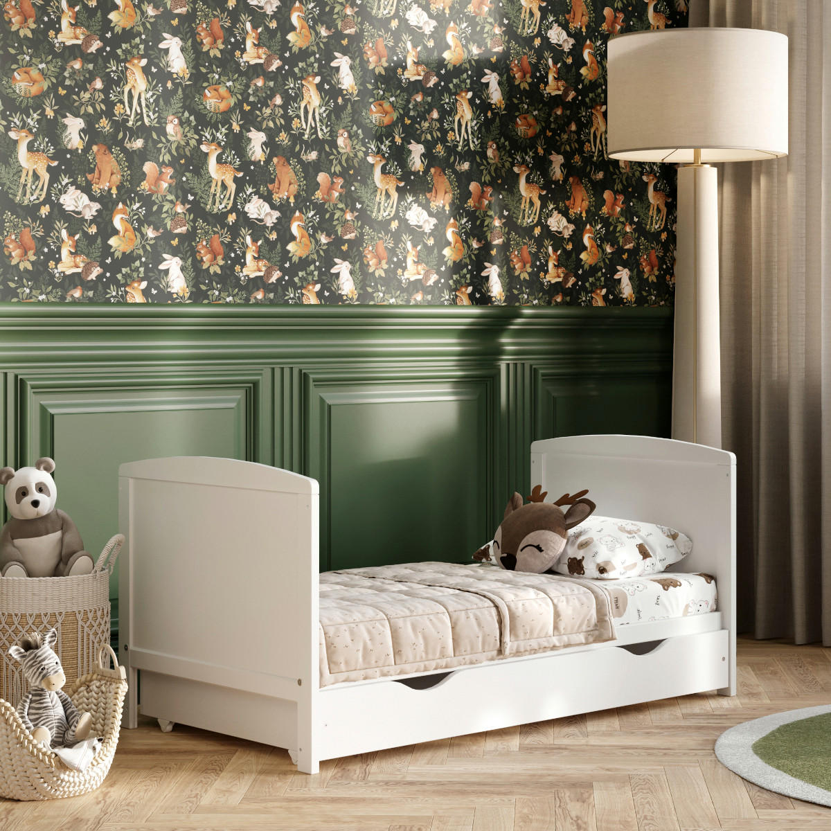 BABYBETT 2-IN-1 mit Schublade mit Matratze 60/120 cm Weiß - Weiß, Holz (60/120cm) - Lettino