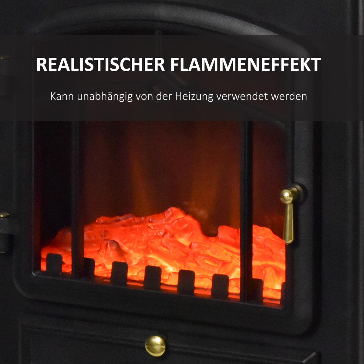 ELEKTROKAMIN Kaminofen Flammeneffekt Überhitzungs-Schutz Schwarz 45x28x54 cm - Schwarz, Metall (28/54/45cm) - HOMCOM