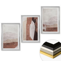 WANDBILDER 3er Set - 40x60 cm Silberner Rahmen - Braun-beige abstrakte Muster - Silberfarben, Kunststoff (40/60cm) - ArtPrintCave