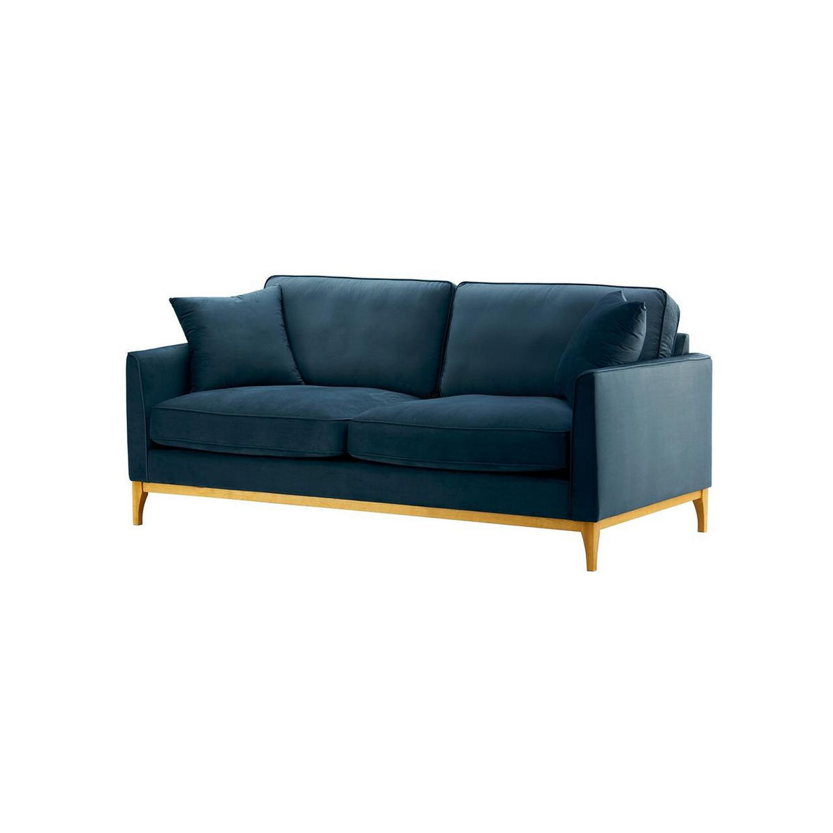 DREISITZER-SOFA Linara-Velluto 11 - Dunkelblau, Holz/Textil (201/91/95cm)