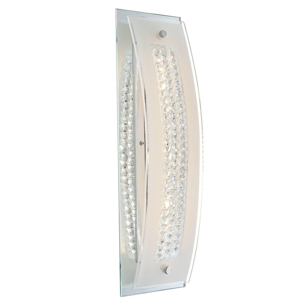 LED WANDLEUCHTE Metall Silber Kristallglas - Silberfarben, Glas (12/9/40cm) - Globo Lighting