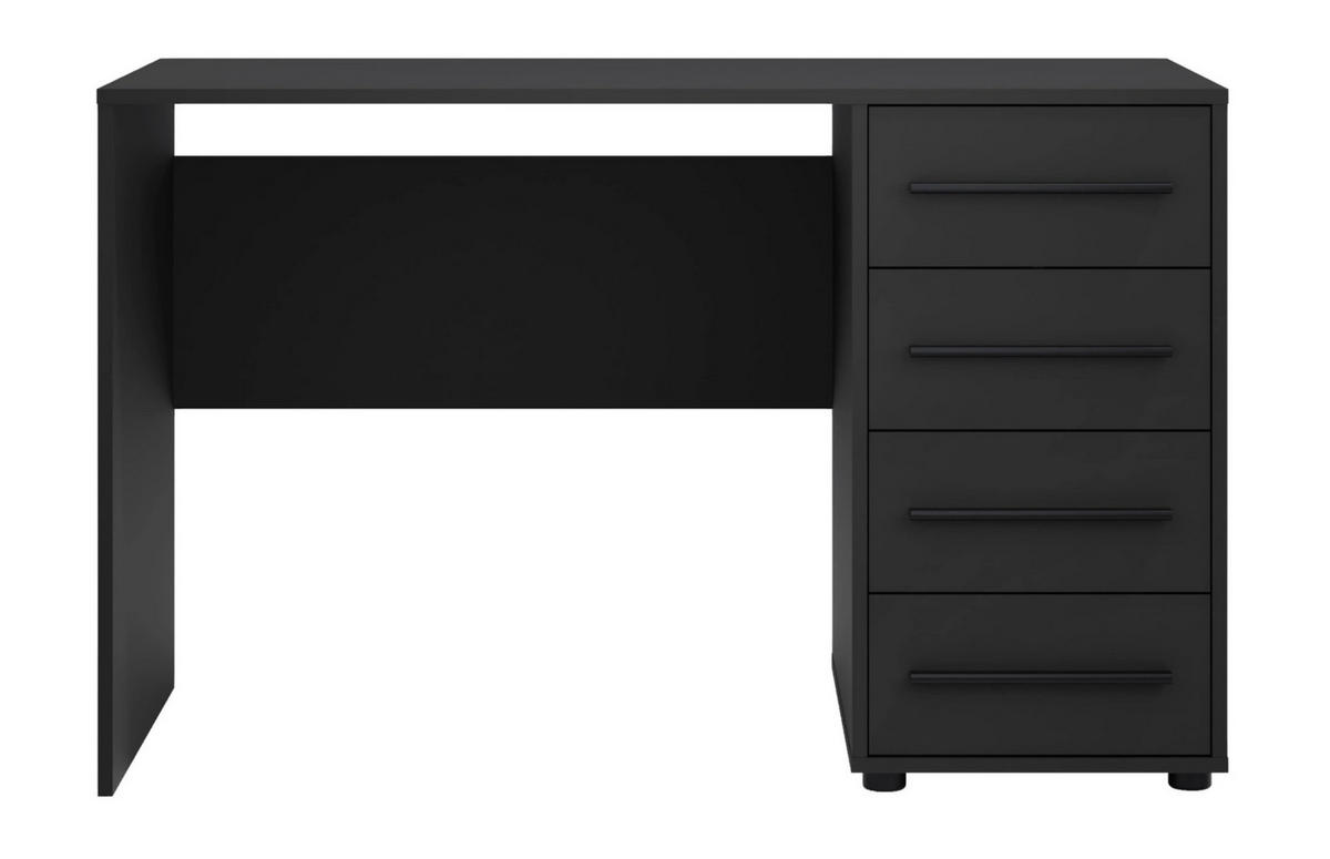 SCHREIBTISCH Modena 120x60 in Schwarz mit Schubladen - Schwarz, Holzwerkstoff/Kunststoff (60/120/75cm) - Ravio