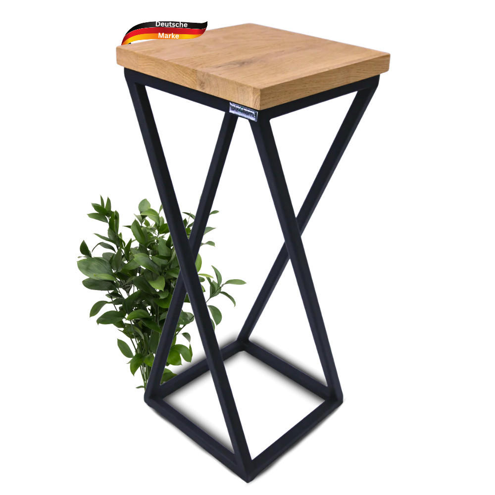 BLUMENSTÄNDER Holz Metallgestell KABRI 50 cm hoch Eichenholz - Braun, Holz (20/50/21cm) - DELUKE