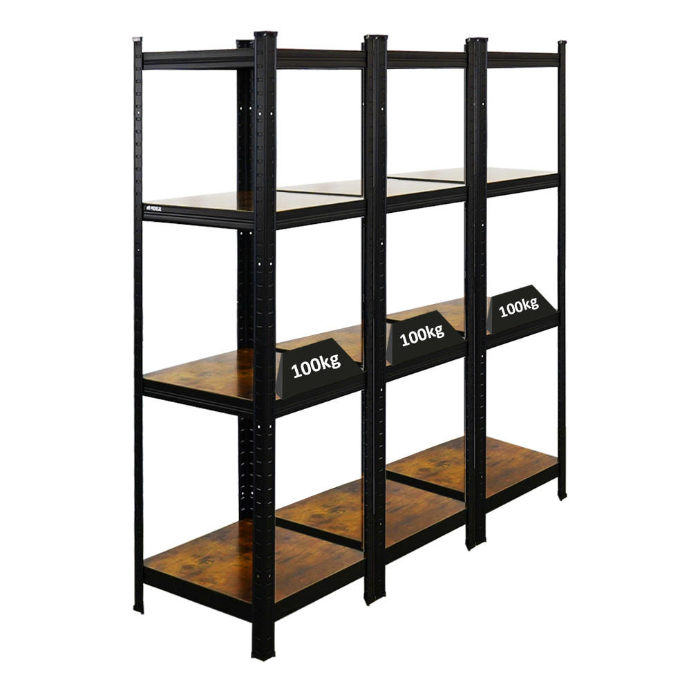 SCHWERLASTREGAL 3er Vintage Series Ragnar Set HxBxT 150x45x45cm Fachlast 100kg Vintagebraun-Schwarz - Schwarz, Metall (135/150/45cm) - PROREGAL