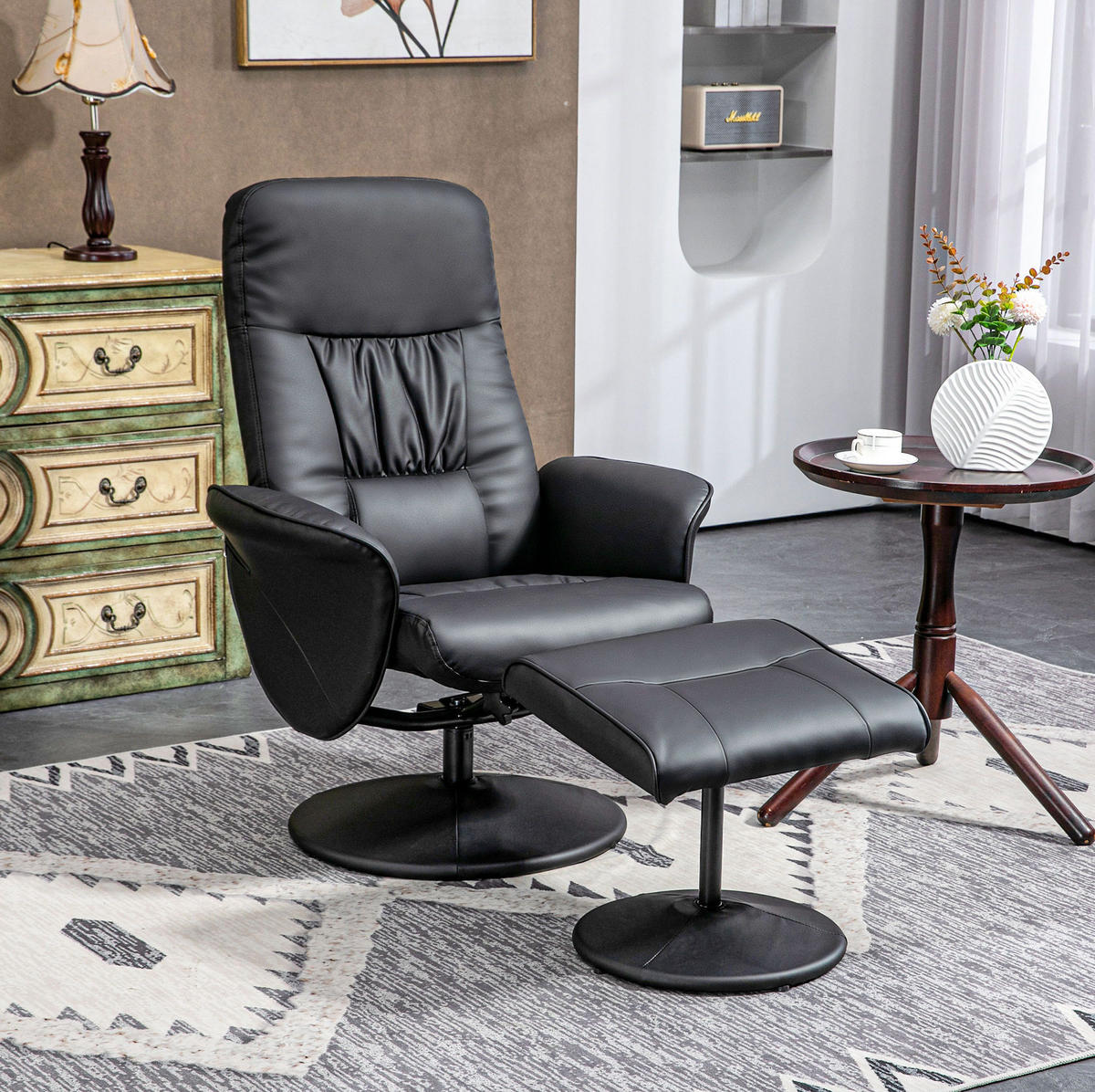 RELAXSESSEL 76/101/81 cm Schwarz aus Metall mit Liegefunktion - Schwarz, Metall (81/101/76cm) - OKMYHOME