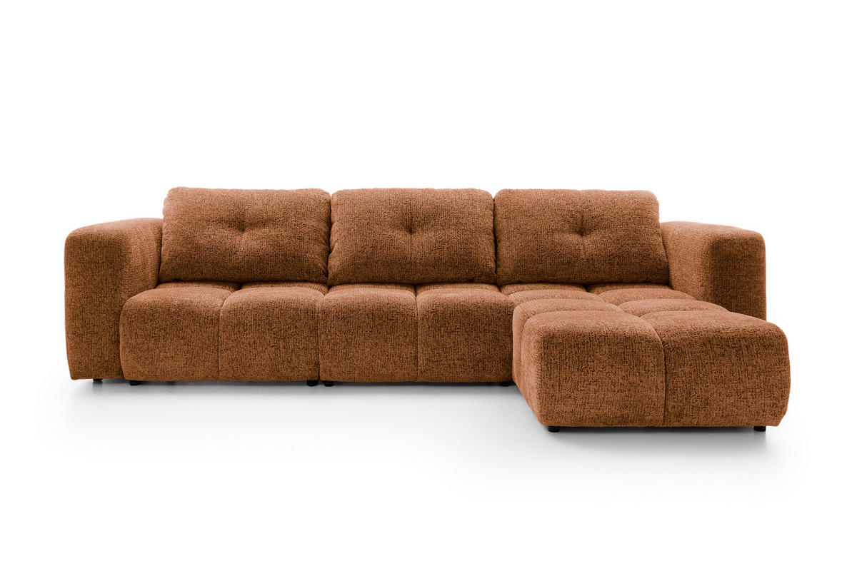 ECKSOFA ARTE 03 Orange Chenille mit Schlaffunktion - Orange, Holz (336/177cm) - MASSENO