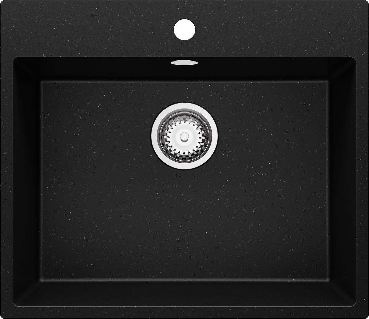 SPÜLBECKEN Riga, 2-er set Schwarz Metallic 58/50 cm 1 Becken + Ablauf-Set ab 60er Unterschrank - Chromfarben/Schwarz Hochglanz, Kunststoff (58/20/50cm) - Primagran