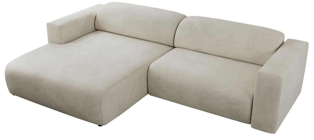 ECKSOFA PASADENA Beige Velvet - Links Seite - Beige/Schwarz, Kunststoff/Textil (288/180cm) - MKS