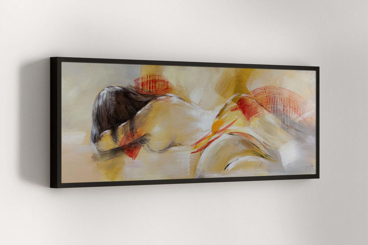 ÖLGEMÄLDE 150/50 cm - Gelb/Orange, Holz/Textil (150/50cm) - KUNSTLOFT