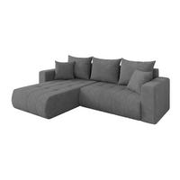 ROHOVÁ SEDAČKA s funkcí spaní, otoman vlevo MILA-L 277x194x86 šedá velur - černá/šedohnědá, kompozitní dřevo/textil (277/194cm) - ALTDECOR