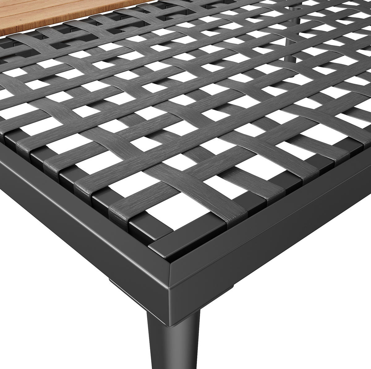 VENKOVNÍ rozkládací lehátko z kovu 150x140x30 cm šedé, voděodolný polyester, pro 2 osoby se stolky - šedá, kov (150/30/140cm) - Modfu