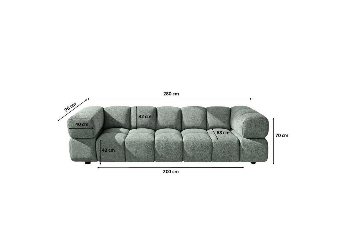 SOFA 4-Sitzer, Couch, Chenille Stoff Puente, Mintz, Averro - Mintgrün, Holz (280/70/96cm) - Kaiser Möbel