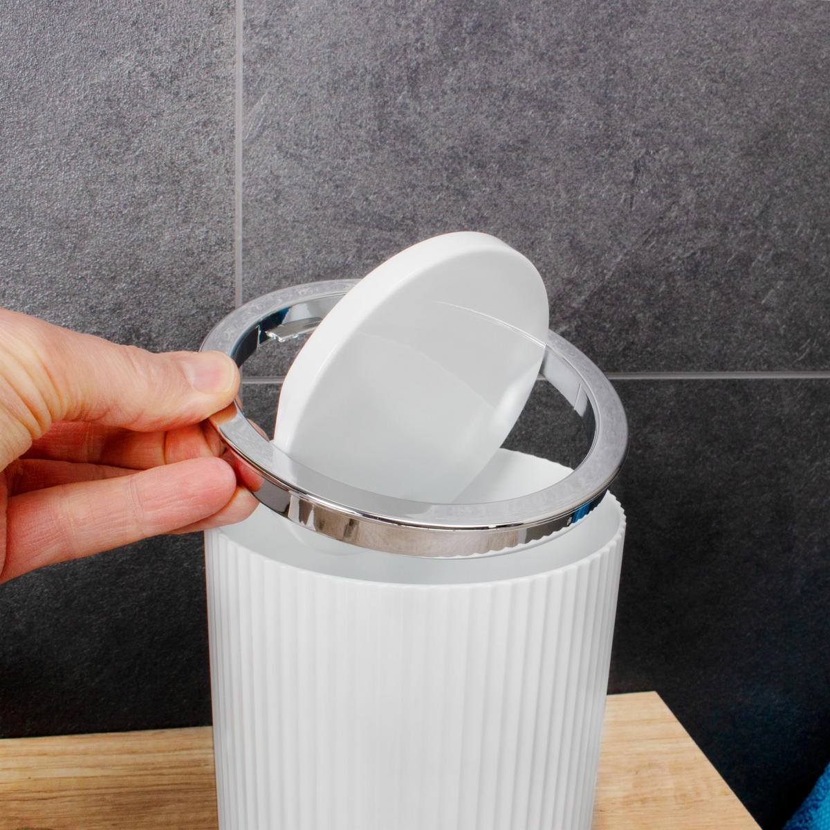 KOSMETIKEIMER 2er-Set, GAVELLO weiß, Kunststoff - Weiß, Kunststoff (12.5/16.3/12.5cm) - bremermann