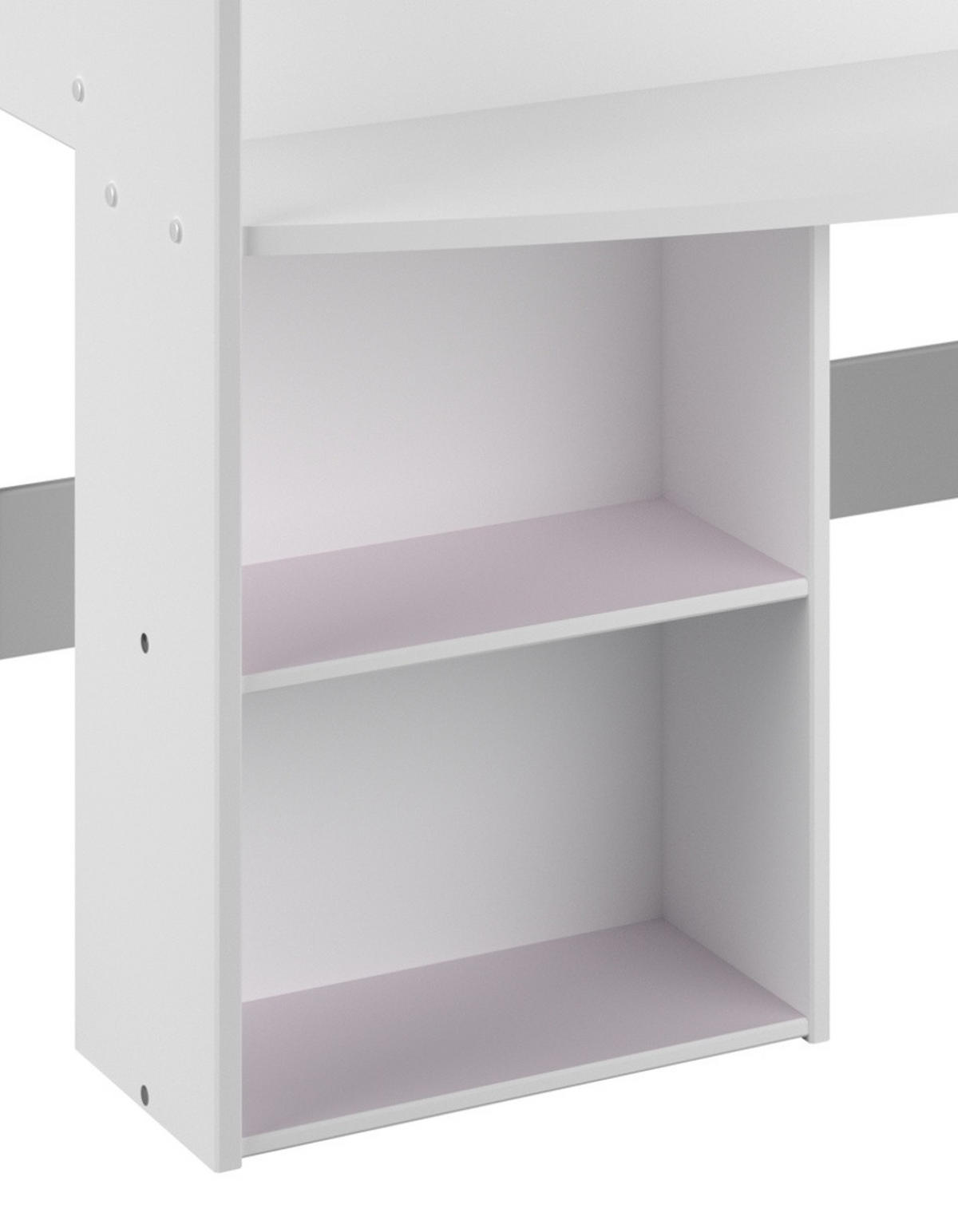 KINDERZIMMER Set 3-tlg. mit Hochbett Kleiderschrank Kommode Bett 90x200 - Weiß/Rosa, Holz/Holzwerkstoff (205/182/132cm) - Parisot Meuble