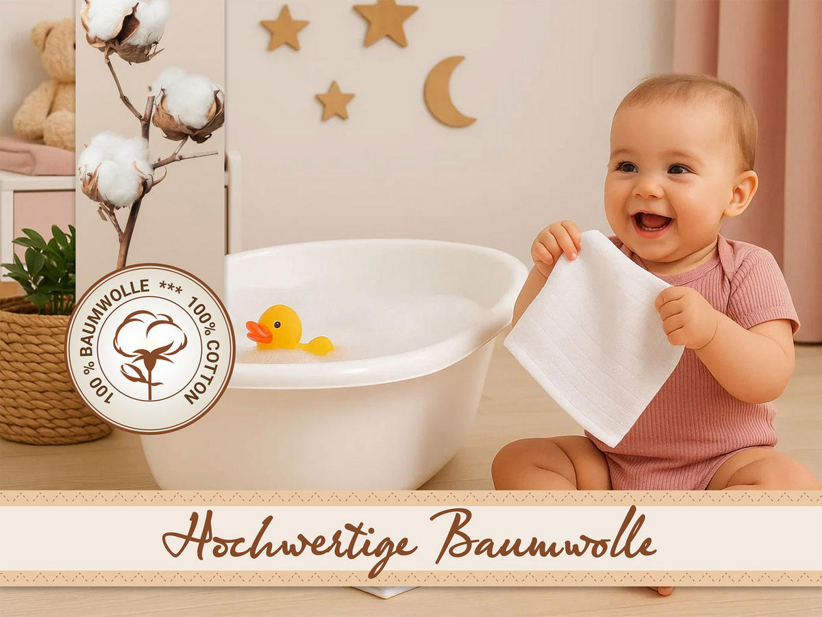 WASCHHANDSCHUH, 10er-Set, 17x22 cm, 100% Baumwolle, Weiß - Weiß, Textil (17/22cm) - Zollner