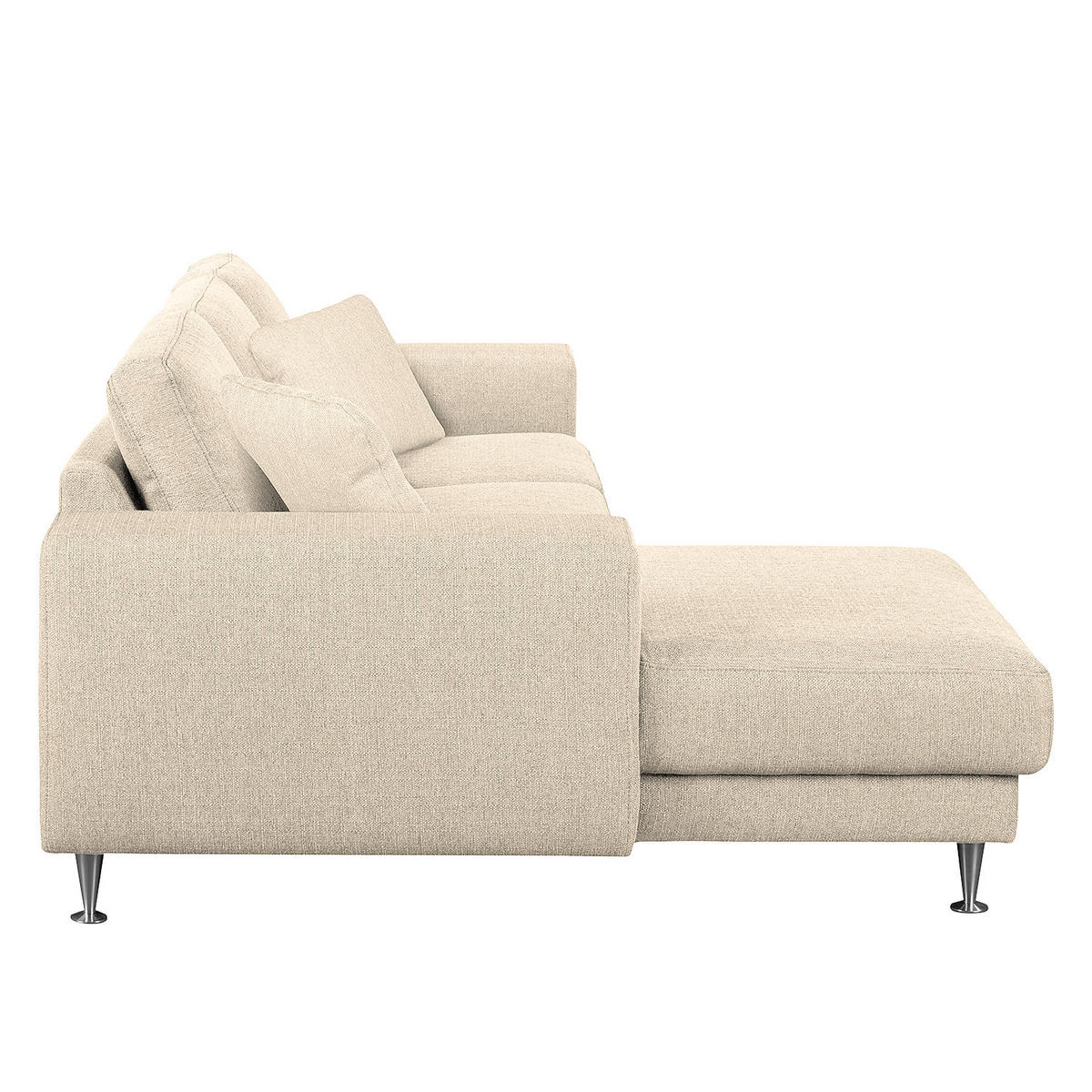 ECKSOFA mit Longchair - Strukturstoff - Beige, Textil (235/150cm) - home24