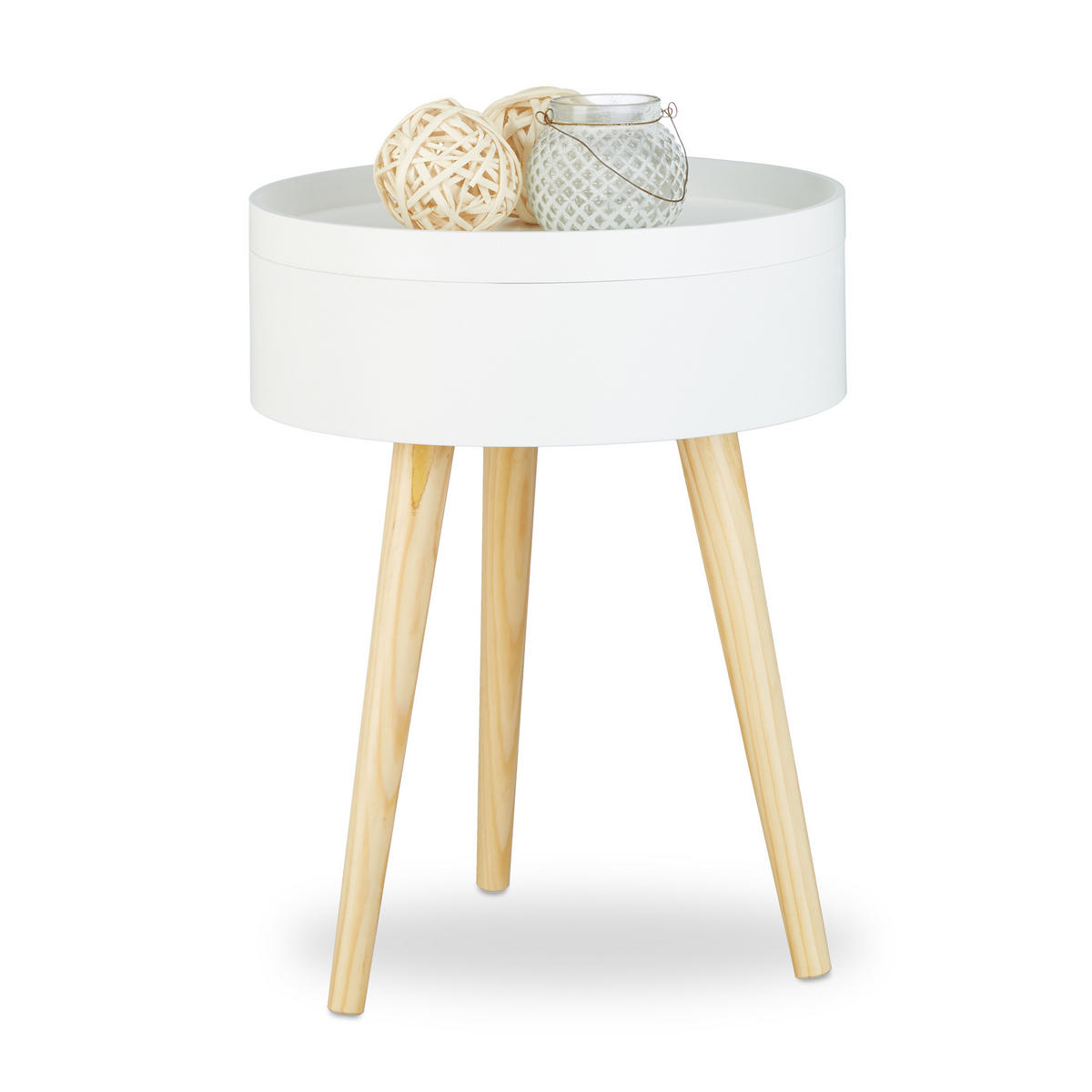 BEISTELLTISCH - Weiß, Holz/Holzwerkstoff (38/38/50cm) - Relaxdays