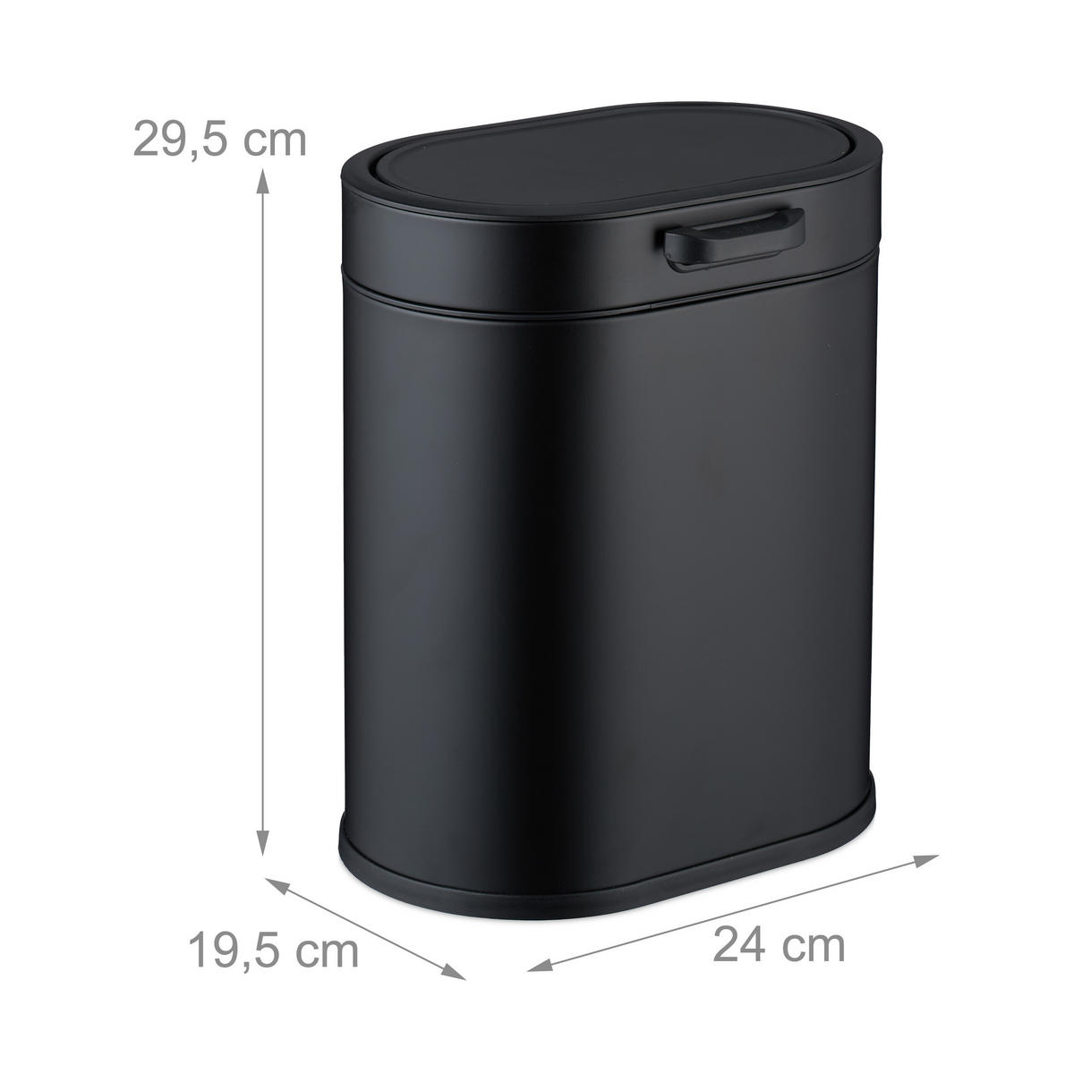 MÜLLEIMER - Schwarz, Kunststoff/Metall (24/29.5/19.5cm) - Relaxdays