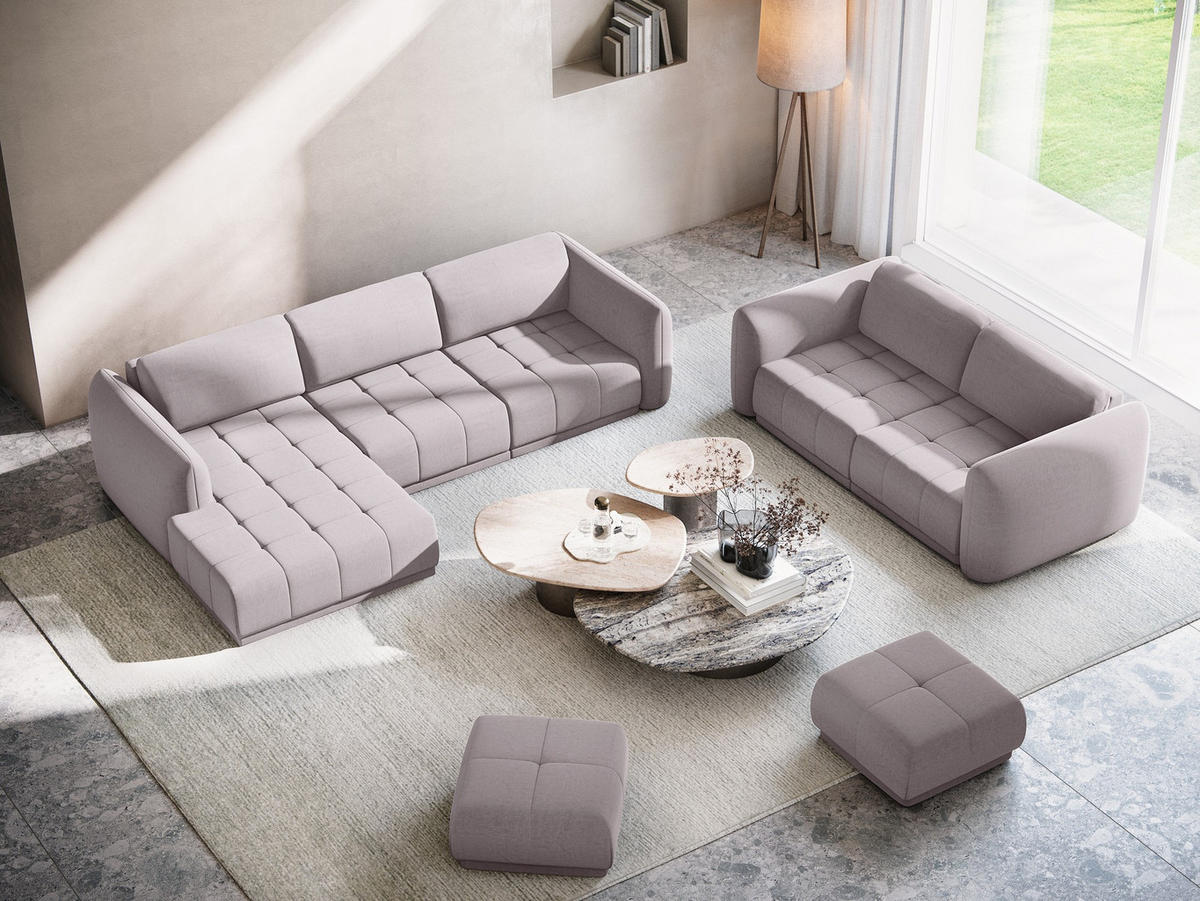ECKSOFA Links Samt Stoff Violett - Lila/Flieder, Kunststoff/Textil (170/290cm) - Makamii