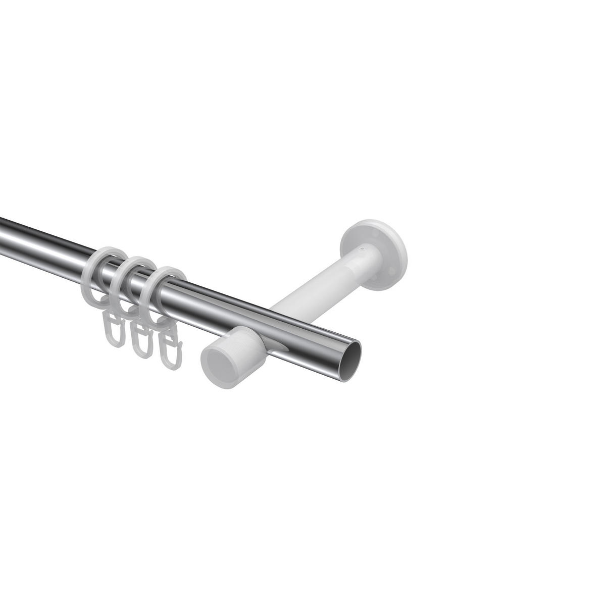 GARDINENSTANGEN-SET Prestige Verano 360 cm (geteilt in 2 x 180 cm), 1-läufig, 20 mm Ø Chrom - Chromfarben/Schwarz, Metall (360cm) - INTERDECO
