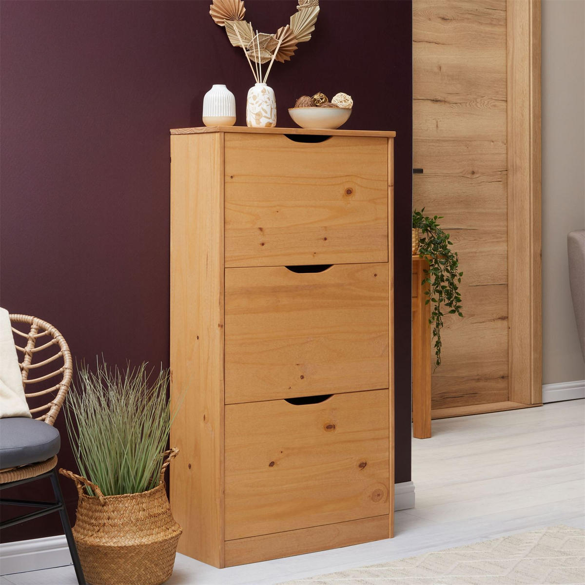 SCHUHSCHRANK BASIL - Braun, Holz (59/116/25cm) - IDIMEX