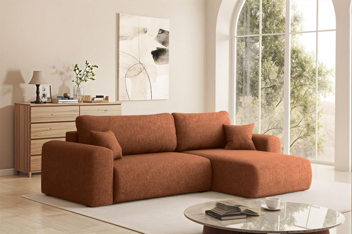 ECKSOFA Flora In Verita - Rot, Holzwerkstoff/Textil (272/145cm) - Fun Möbel
