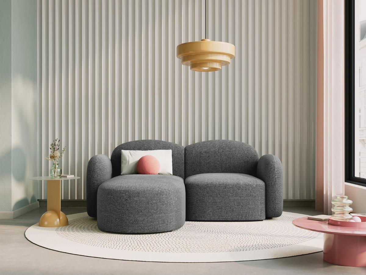 ECKSOFA links Blair aus Chenille-Stoff dunkelgrau mischung 3 Sitzplätze - Dunkelgrau, Textil (155/194cm) - Micadoni