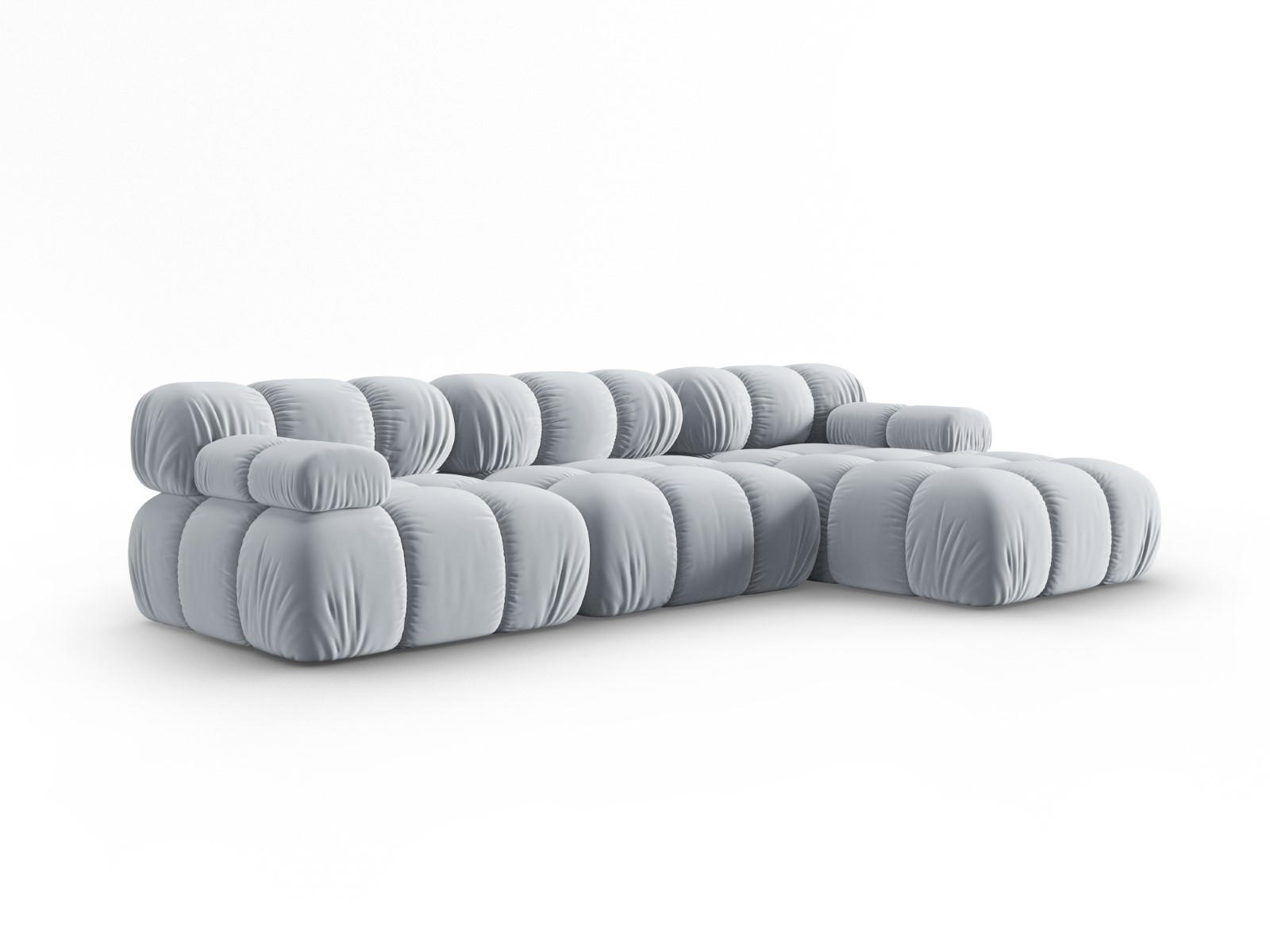 MODULARES-ECKSOFA rechts Bellis aus Samt hellblau 4 Sitzplätze - Hellblau, Textil (122/285cm) - Micadoni