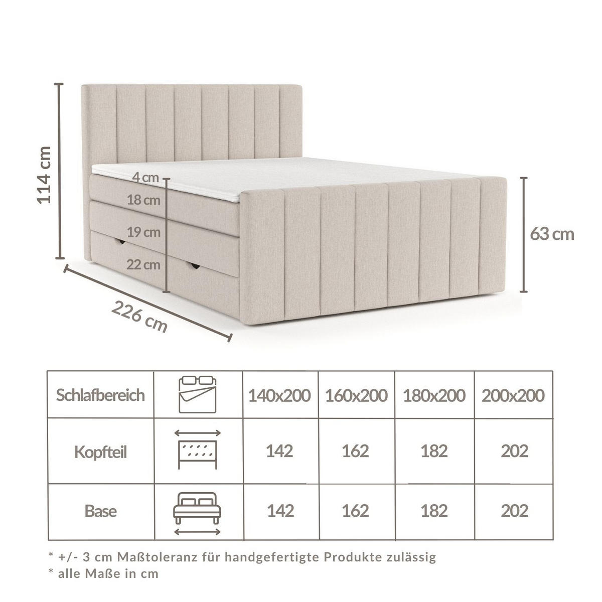 BOXSPRINGBETT Ruby Schwarz 200/200 cm mit Matratze und Topper - Schwarz, Holz/Holzwerkstoff (200/200cm) - Maison de Reve