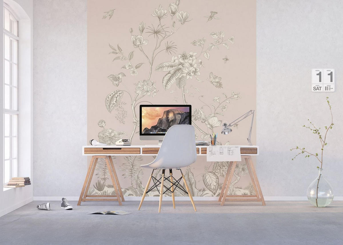 FOTOTAPETE Blumenmuster 270 x 225 cm - Beige, Papier (270/225cm) - Sanders & Sanders