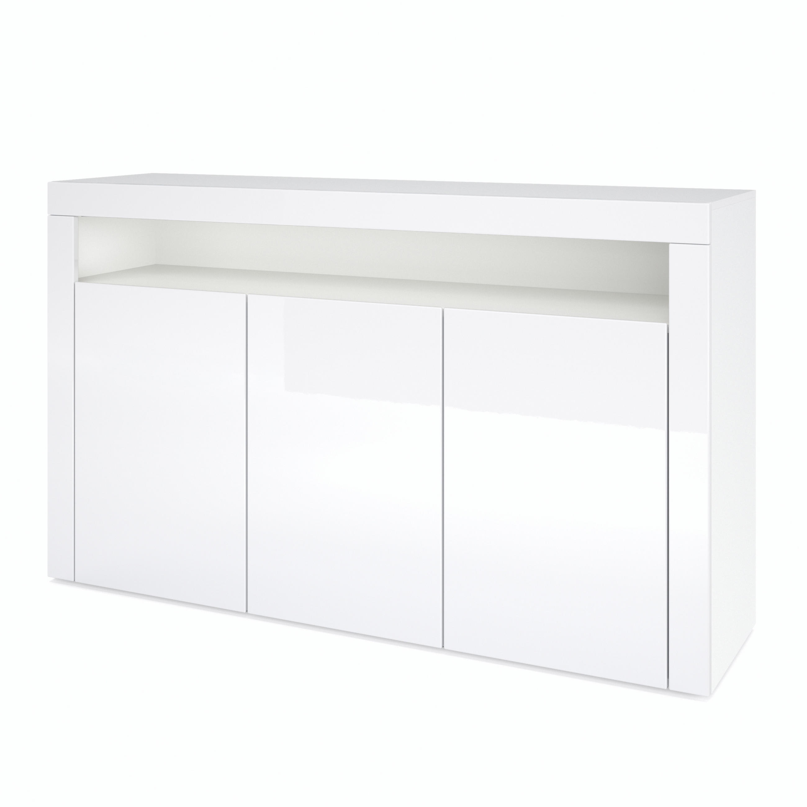 SIDEBOARD Valencia Weiß Hochglanz / Weiß Hochglanz - Weiß Hochglanz, Holzwerkstoff (155/92/40cm) - Vladon